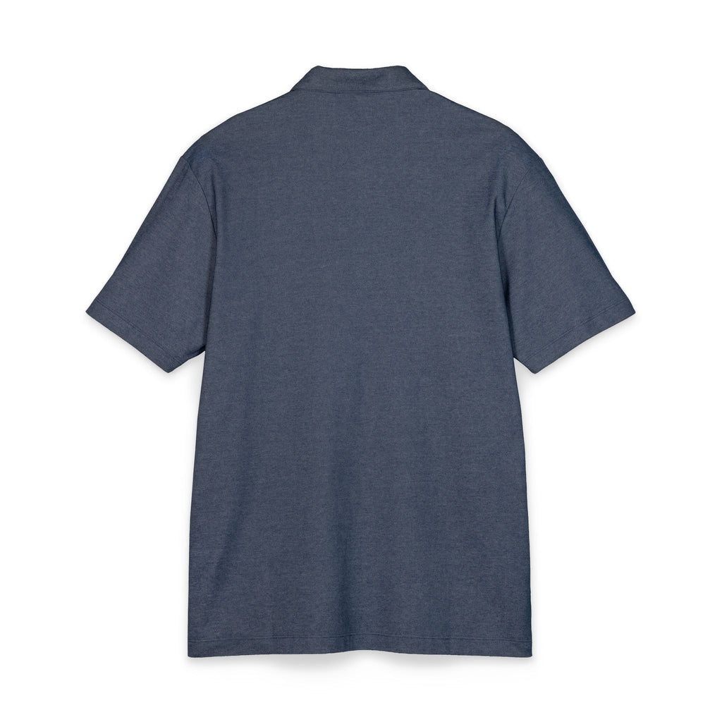 Embroidered Corgi Polo Shirt — Slim Heather Grey Chest Logo