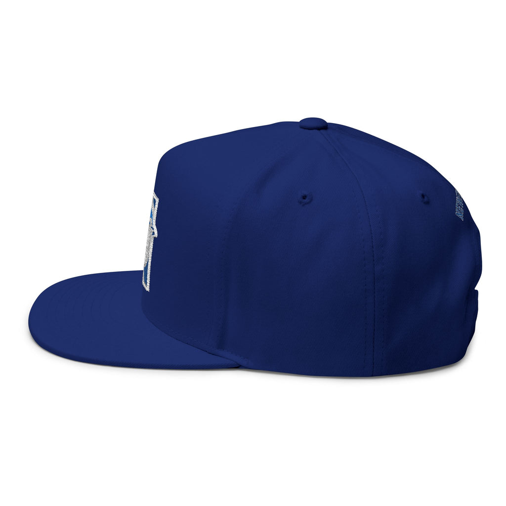 Embroidered Flat Bill Cap — Blue Jay 'N' Logo (Newfields)