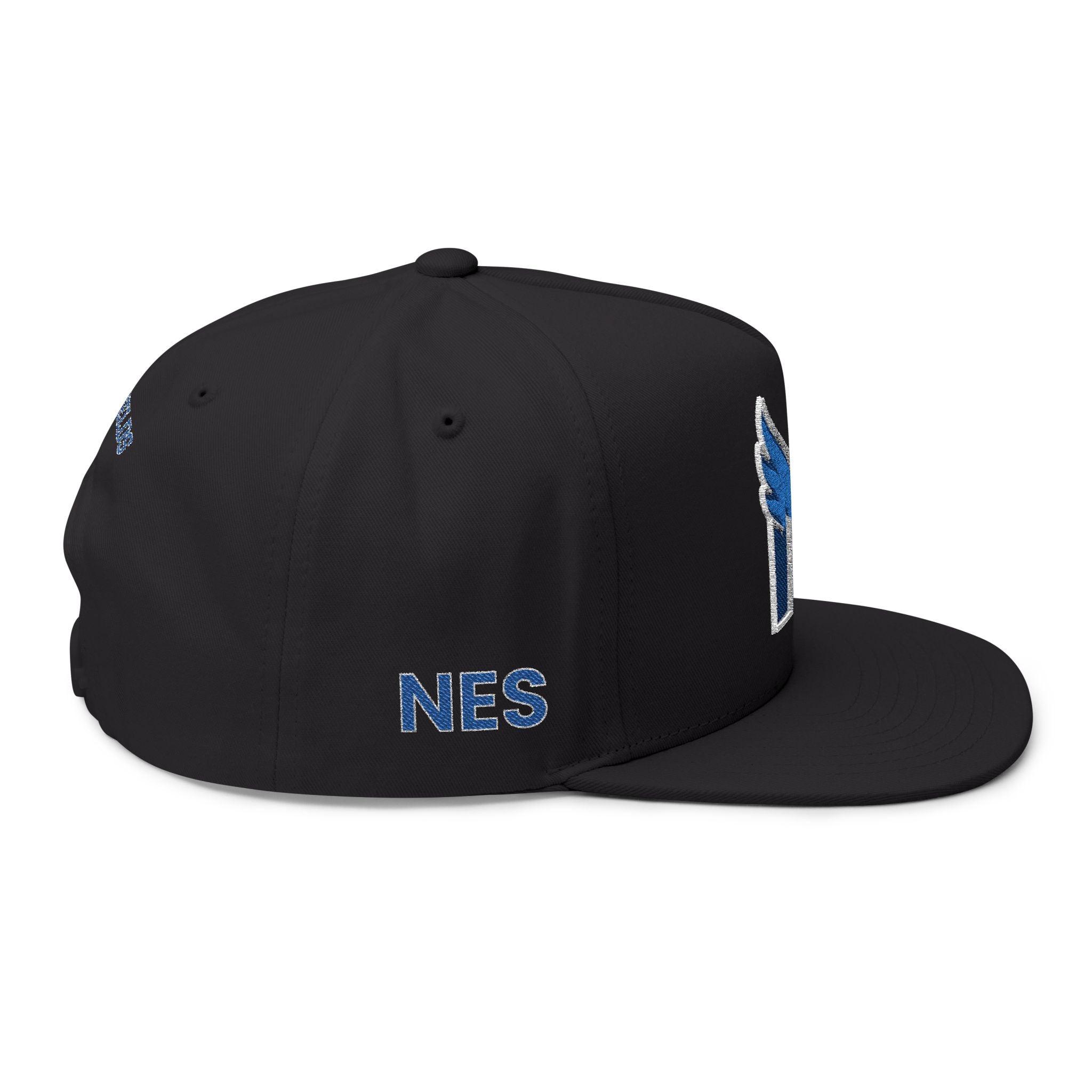 Embroidered Flat Bill Cap — Blue Jay 'N' Logo (Newfields)