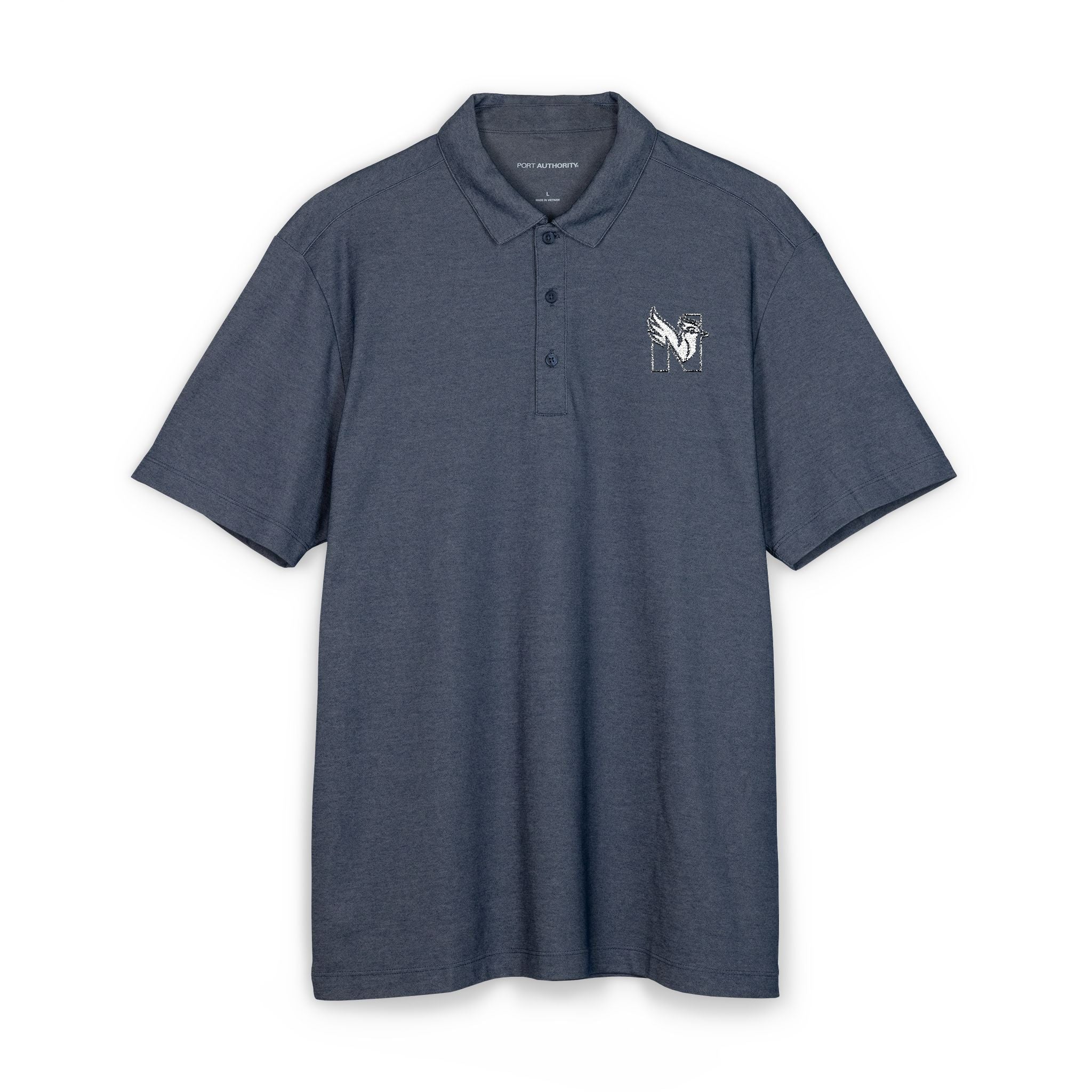 Embroidered Corgi Polo Shirt — Slim Heather Grey Chest Logo