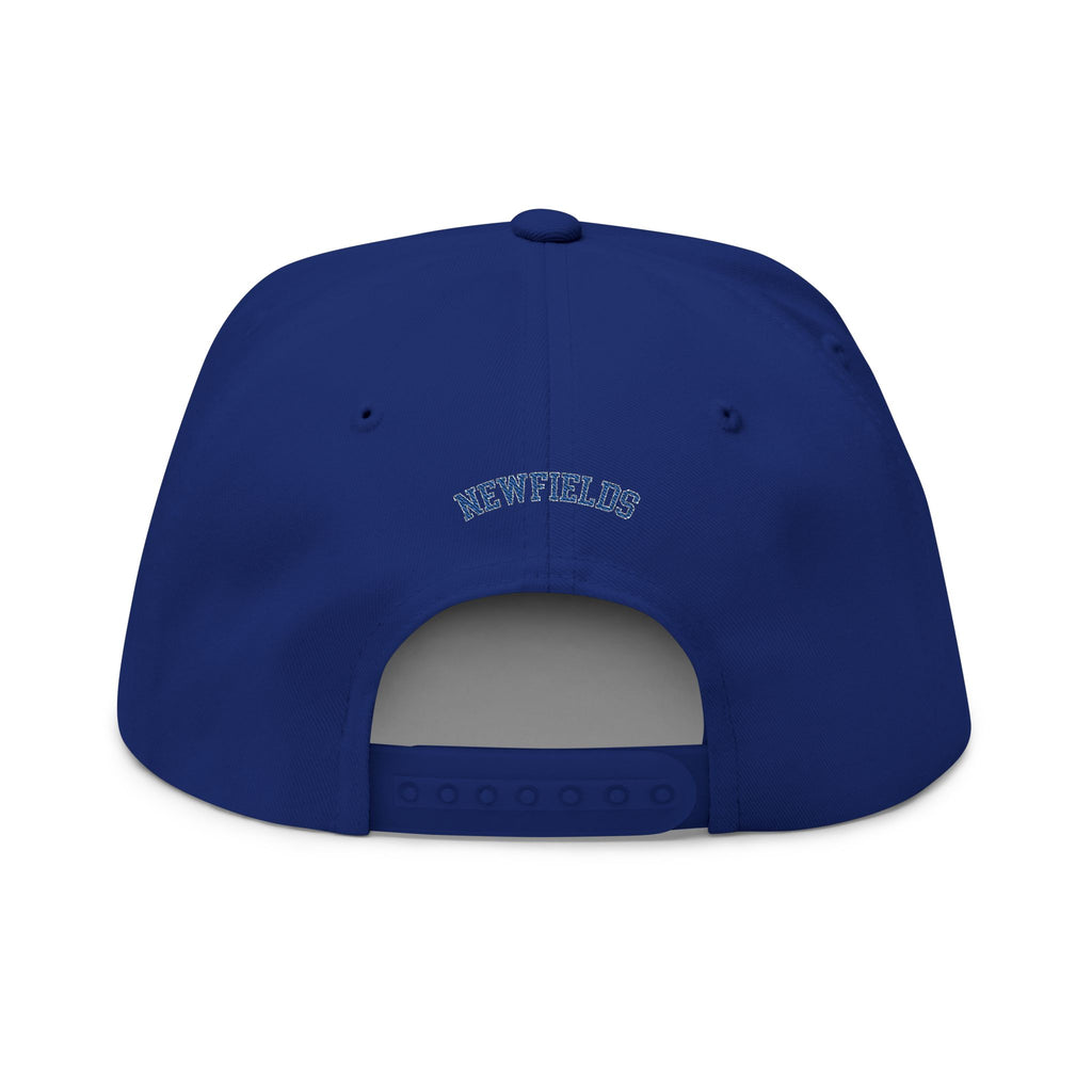 Embroidered Flat Bill Cap — Blue Jay 'N' Logo (Newfields)