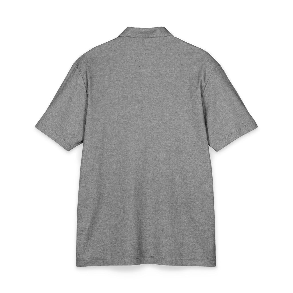 Embroidered Corgi Polo Shirt — Slim Heather Grey Chest Logo