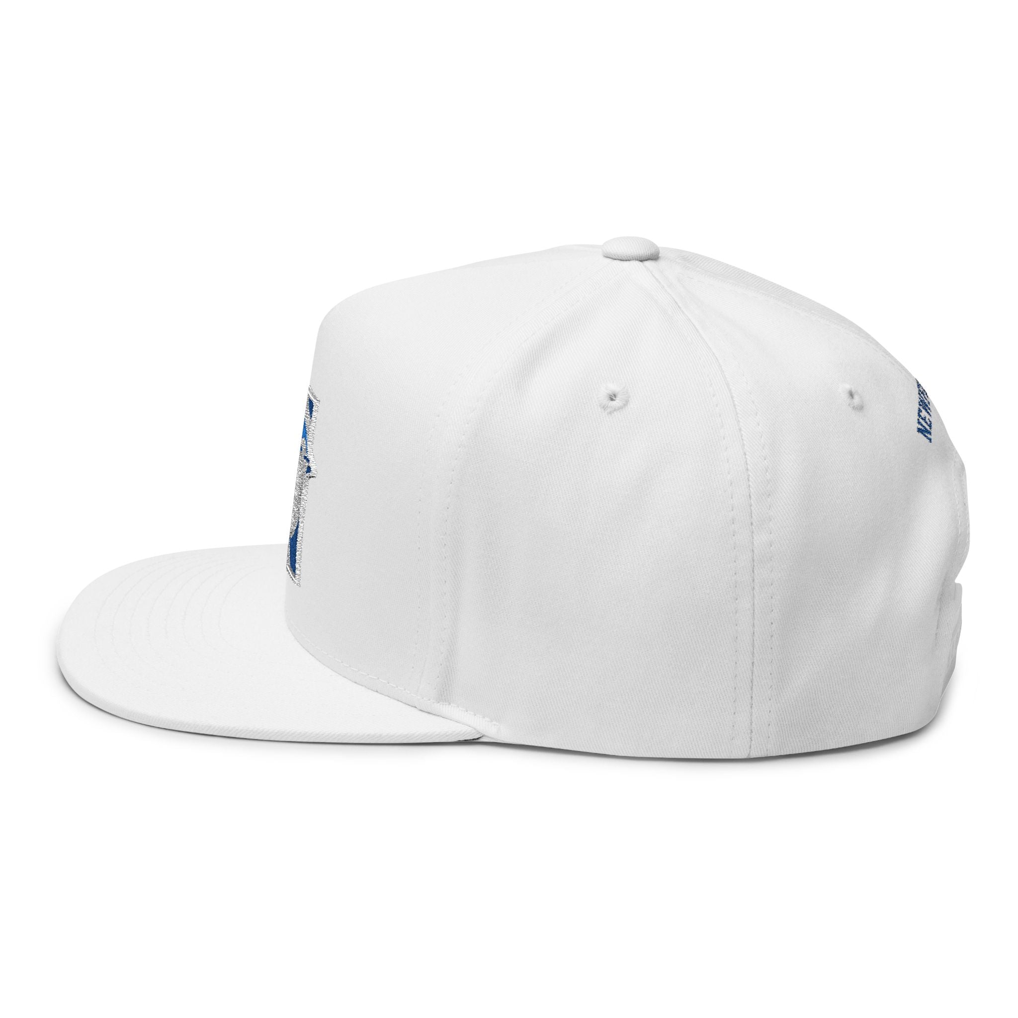 Embroidered Flat Bill Cap — Blue Jay 'N' Logo (Newfields)