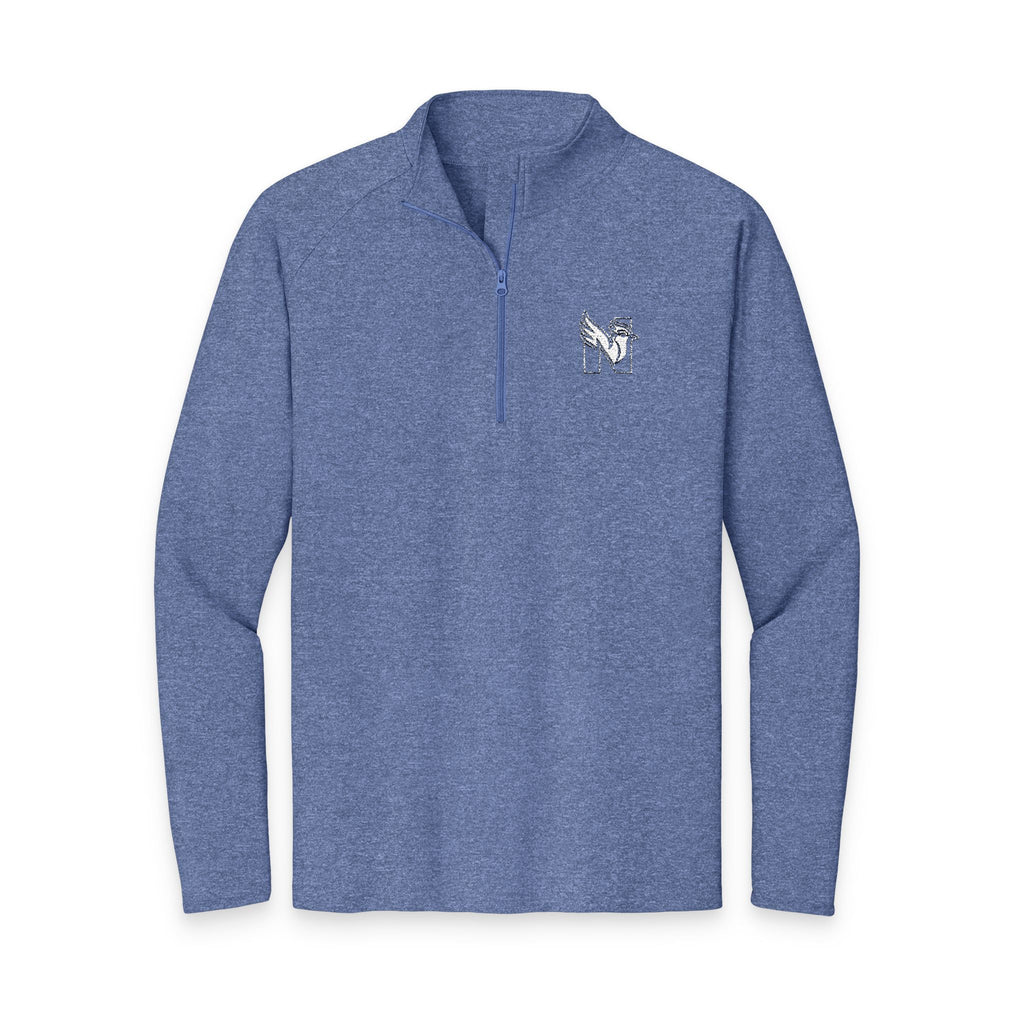 Men's Embroidered Quarter-Zip Pullover – White NES N Logo