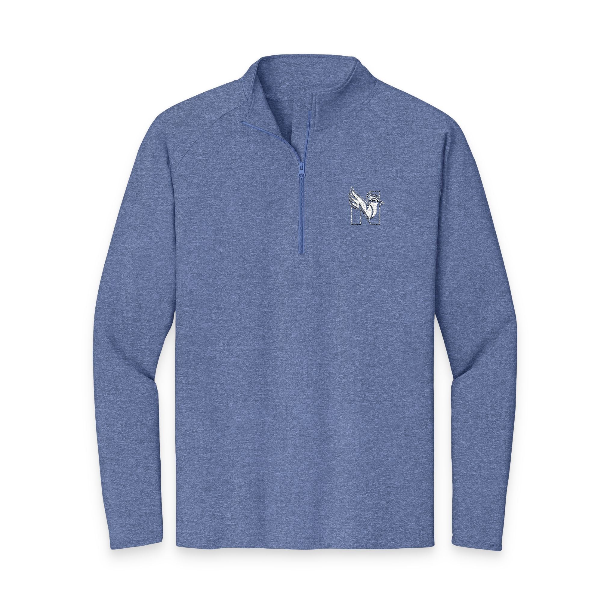 Men's Embroidered Quarter-Zip Pullover – White NES N Logo