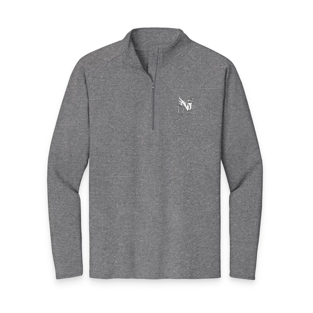 Men's Embroidered Quarter-Zip Pullover – White NES N Logo