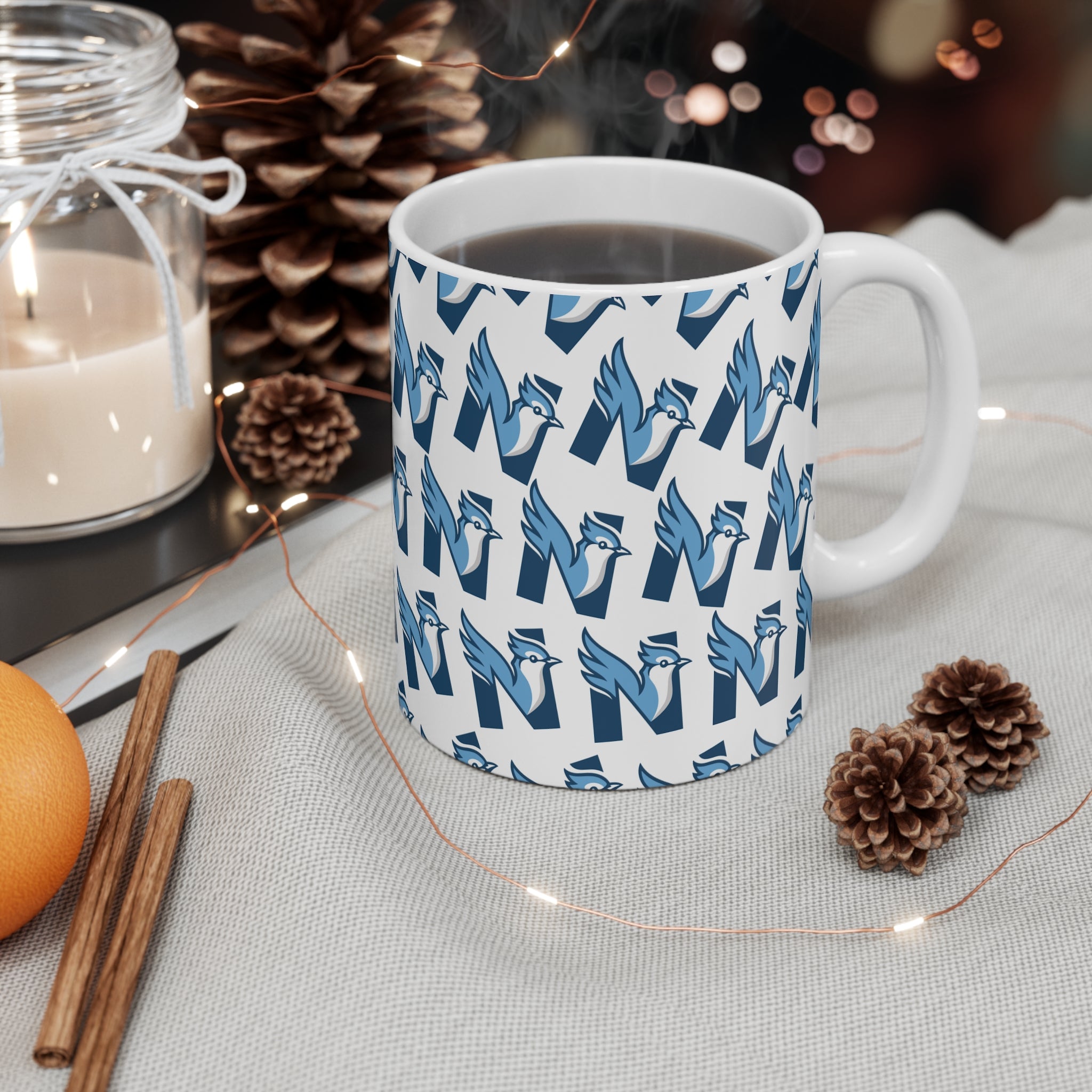 NES 11oz Mug — Blue Jay N Pattern