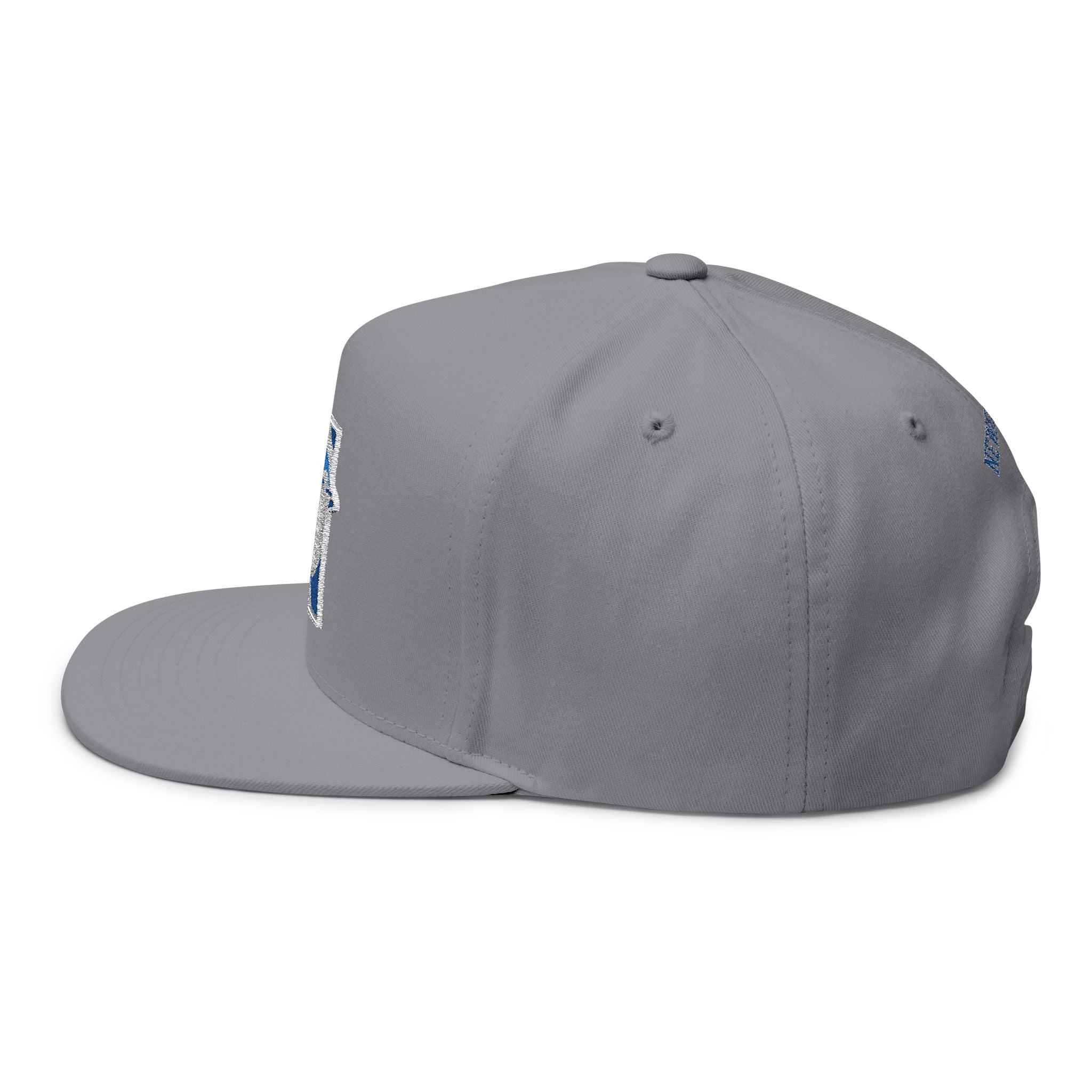 Embroidered Flat Bill Cap — Blue Jay 'N' Logo (Newfields)