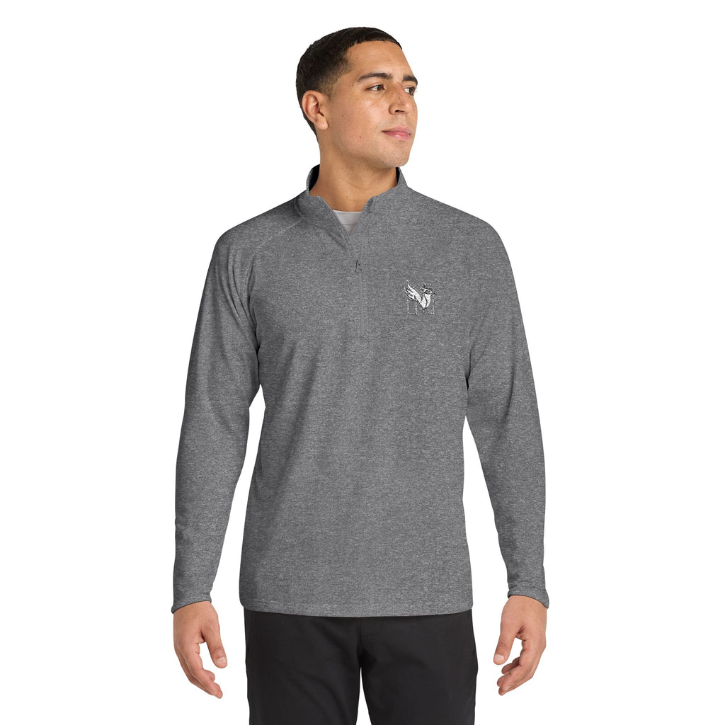 Men's Embroidered Quarter-Zip Pullover – White NES N Logo