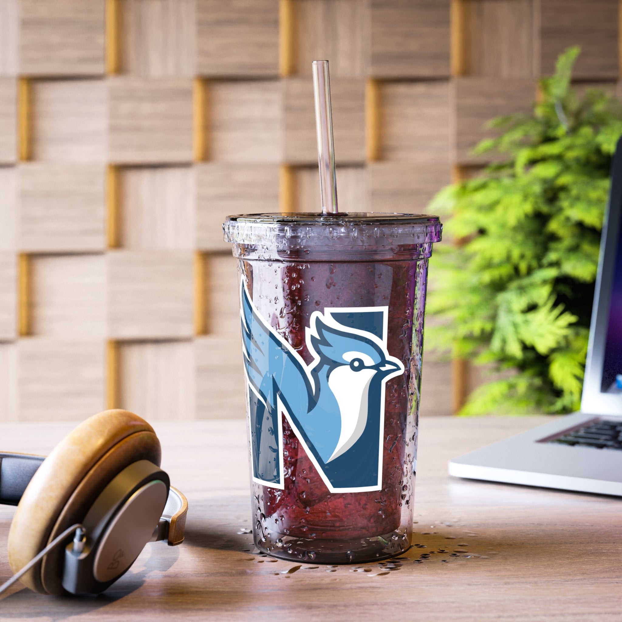 Blue Jay Acrylic Tumbler with Straw — Clear Suave Cup