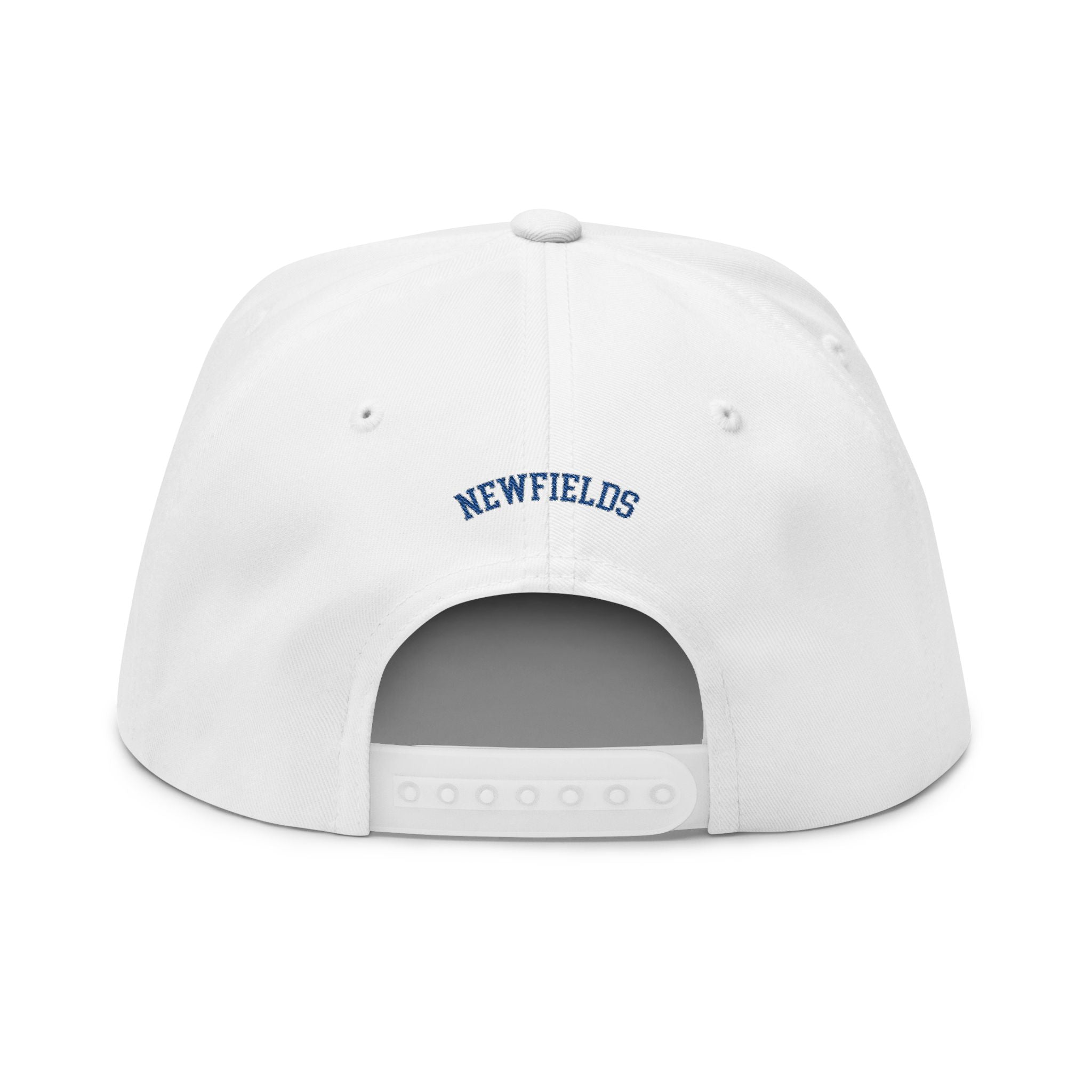 Embroidered Flat Bill Cap — Blue Jay 'N' Logo (Newfields)