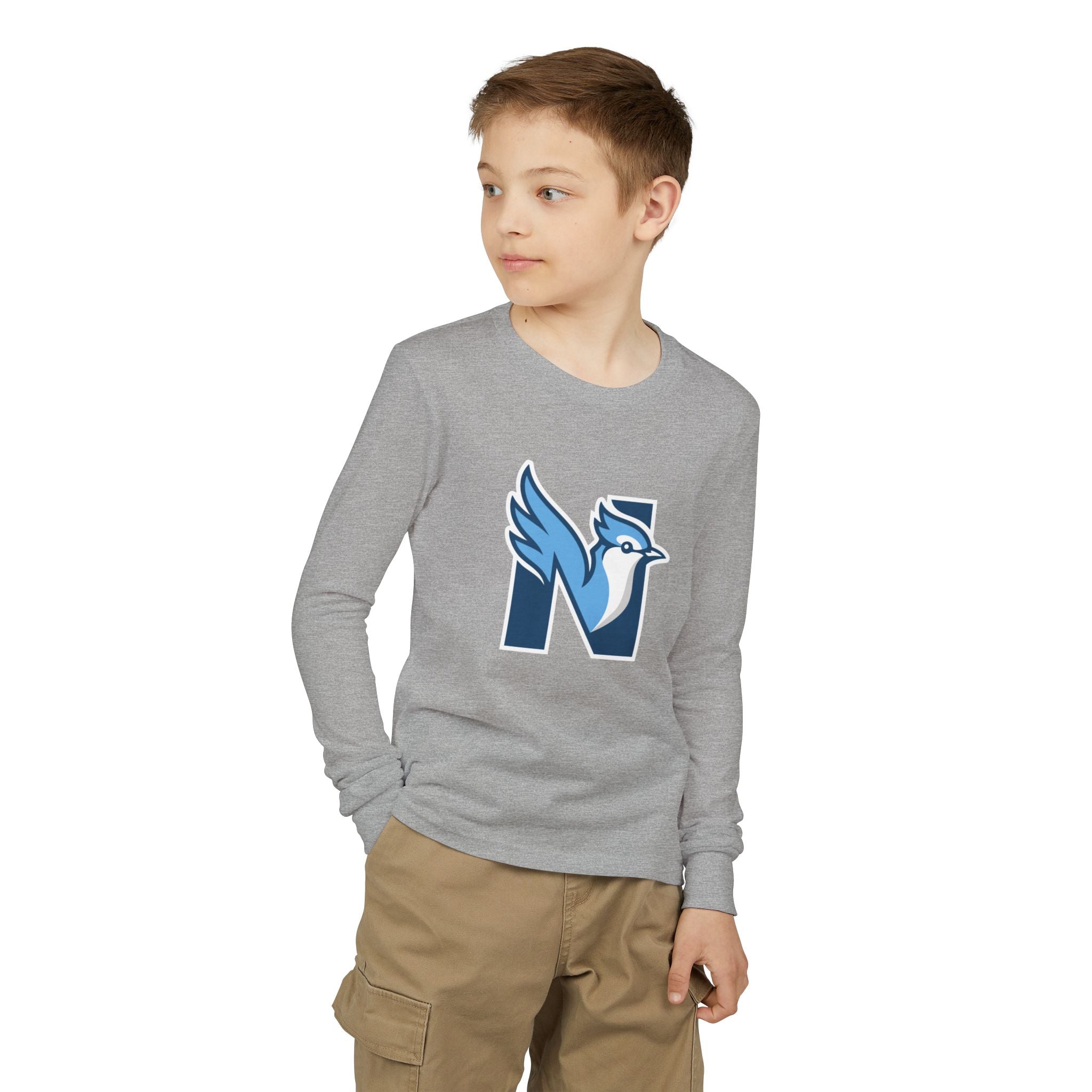 Youth Long Sleeve Tee — Blue Jay N Logo