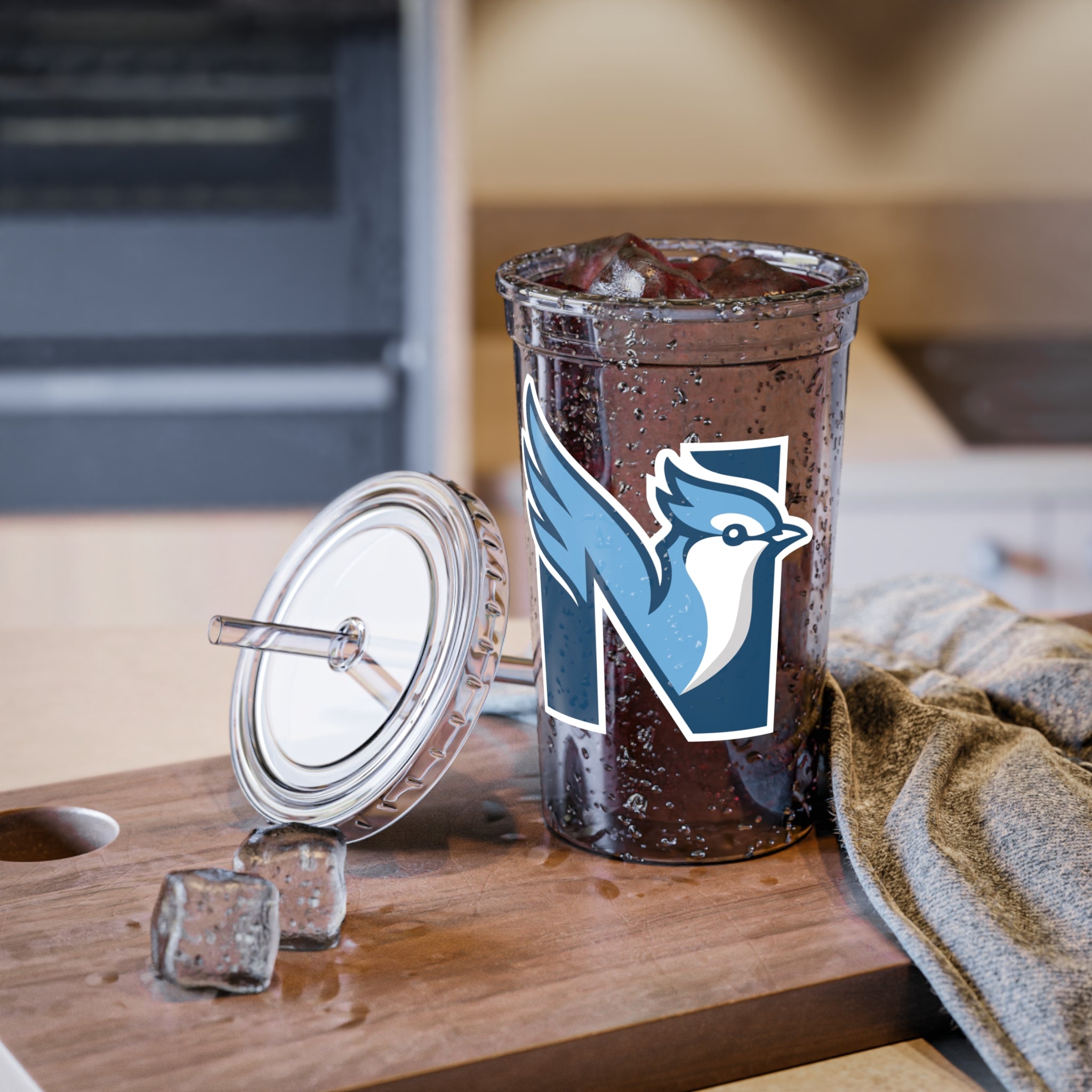Blue Jay Acrylic Tumbler with Straw — Clear Suave Cup